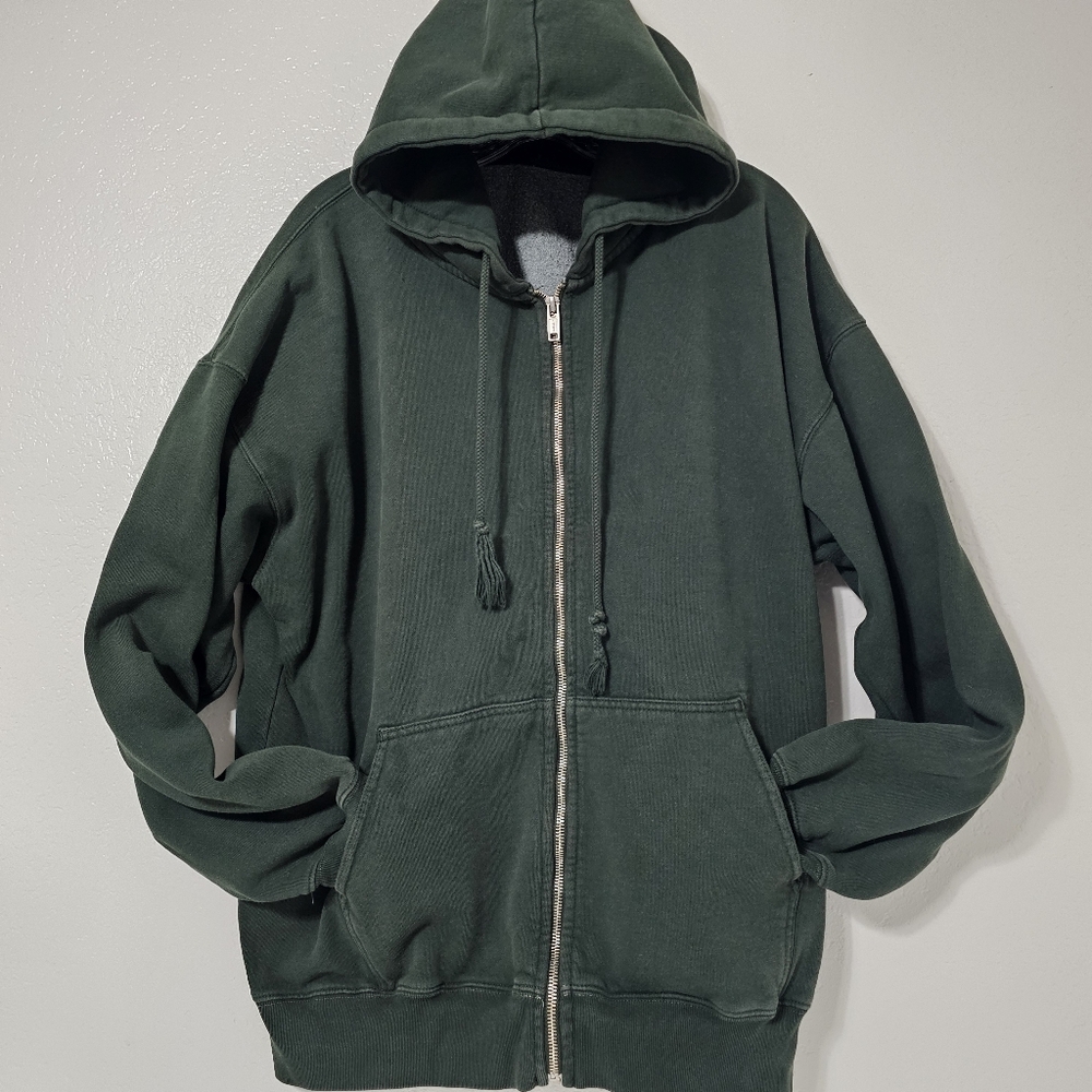 Brandy Melville Full Zip Hoodie Forest Green – M/L